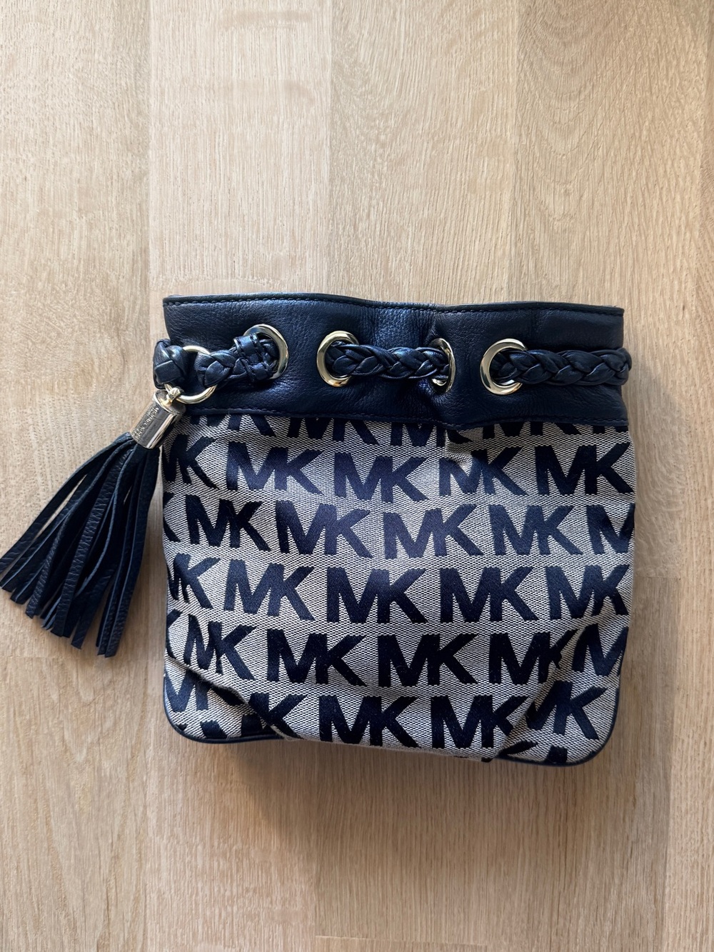 Michael Kors Canvas Leather MK Logo Crossbody Bag